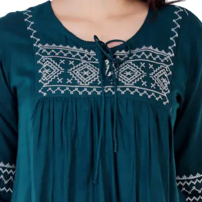 Shiva Fab Women's Rayon Embroidered Regular Fit Top with Half Sleeves for Office Wear Casual Wear Top for Women Girls Tops Dresses Kurti for Ladies Girls Kurta - Image 2