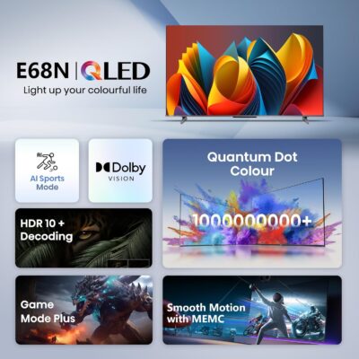 Hisense 108 cm (43 inches) E68N Series 4K Ultra HD Smart Google QLED TV 43E68N (Grey) - Image 2