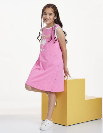 Amazon Brand - Jam & Honey Casual Girls 100% Cotton Printed Knee Length Sleeveless Dress | Age 2-12 Years - Image 4