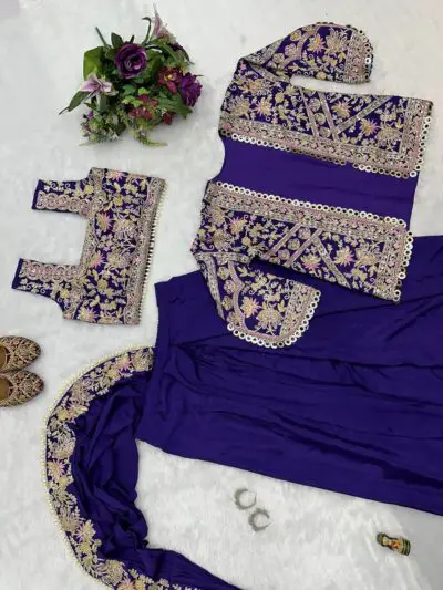 MARUTI FASHION HOUSE Lehenga Choli For Womens And Girls Ready To Wear Saree & Koti Set For Women Chinon Silk Fabric On Embrodery Sequance Cording Work Bollywood - Image 5