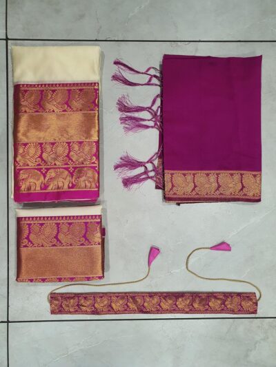 South indian Traditional Unstitched Narayanpet Half Sareee - Image 2