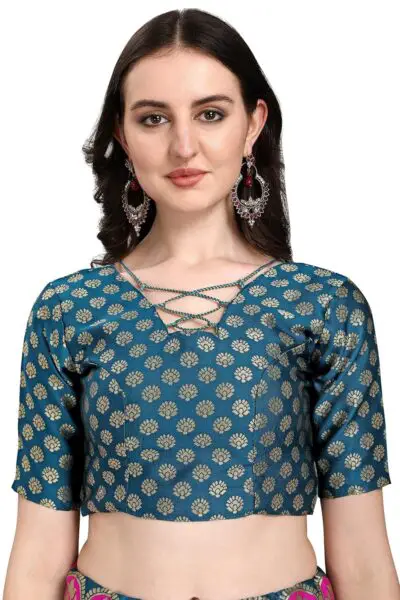 PURVAJA Women's Jacquard Semi-Stitched Lehenga choli - Image 5