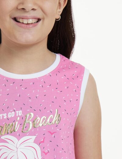 Amazon Brand - Jam & Honey Casual Girls 100% Cotton Printed Knee Length Sleeveless Dress | Age 2-12 Years - Image 5