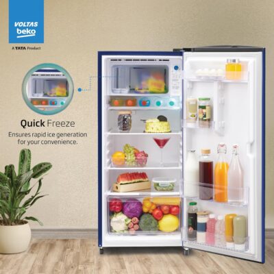 Voltas Beko, A Tata Product 183 L 5 Star Single Door Direct Cool Refrigerator with Quick Frezze (RDC215A / W0BBRTM0000GO, Bonita Blue, Fresh Box Technology) - Image 6
