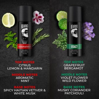 Beardo Legacy & Godfather Perfume Body Spray For Men 150ml Each (Set of 2) Citrus Aromatic Spicy | Deodorant | Deo For Men | Long Lasting Perfume| Christmas gift for men | Gift For Friends | Gift for Men - Image 2
