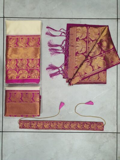 South indian Traditional Unstitched Narayanpet Half Sareee - Image 3