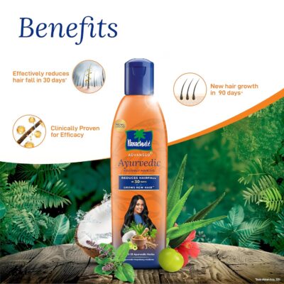 Parachute Advansed Ayurvedic Coconut Hair Oil | For Hair Fall Control & Hair Growth | With Coconut & 25 Ayurvedic Herbs like Amla, Neem, Bhringraj, Brahmi, Methi etc | Clinically Proven to Reduce Hair Fall in 30 Days | 300ml - Image 6