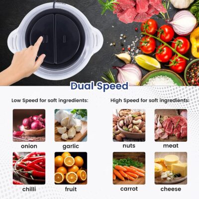 SKYTONE Electric Chopper, Meat Chopper With Stainless Steel Bowl Heavy 700W Motor - 2 Speed Modes For Kitchen Food Processor, Meat, Vegetables, Onion, Mince (Electric, 2 Liter) - Image 4