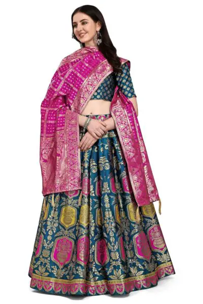 PURVAJA Women's Jacquard Semi-Stitched Lehenga choli - Image 4