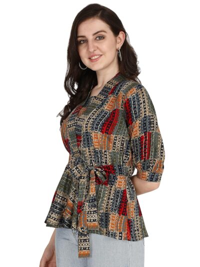OM SAI LATEST CREATION Women Solid Western Top with Half Sleeves for Office Wear, Casual Wear, Top for Women. - Image 3