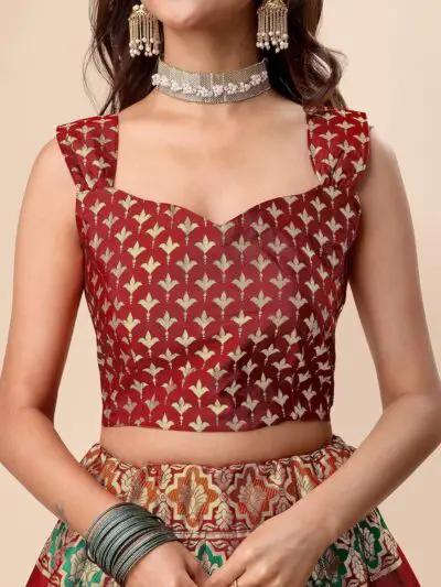 PURVAJA Women's Jacquard Semi-Stitched Lehenga choli(Indra) - Image 5