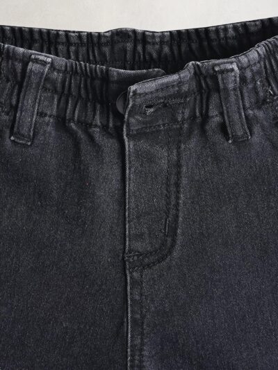 Cherry Crumble Black Washing Effect Denim Casual Wear Regular Fit Summer Shorts for Girls - Image 5