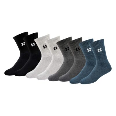 ARKYLE Woolen Winter Socks for Men Thick Terry Towel Cushion Socks, Free Size, Pack of 4 - Image 3
