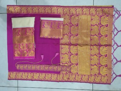 South indian Traditional Unstitched Narayanpet Half Sareee - Image 5