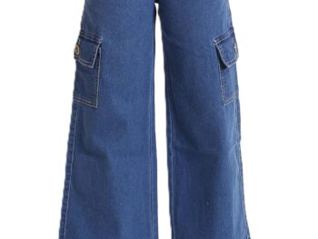 ADBUCKS Stretchable High Rise Cargo Style Straight Fit Jeans for Girls