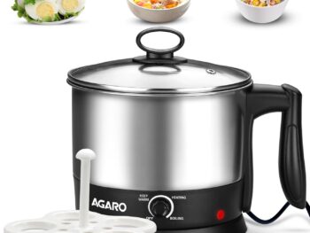 AGARO Esteem Electric Multi Kettle 1.2L, 600W, with Stainless Steel Body, Egg Rack, Grill Rack, 3 Heating Modes & Rapid Boil Technology, Boiling Water, Tea, Coffee, Oats, Noodle, Soup