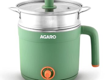AGARO Regency Multi Cook Kettle With Steamer, 1.2L Inner Pot, Double Layered Body, Variable Temperature Settings, Wide Mouth, Boiling, Steaming, Tea, Coffee, Egg, Vegetable Boiling, 600W, Sea Green
