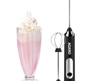 AGARO Royal Milk Frother, 3-Speed Electric Frother for Coffee with Whisk and Frother, Frother Mixer, Stand-up Design, for Cream (Whisk Milk frother), Rechargeable, Stainless Steel