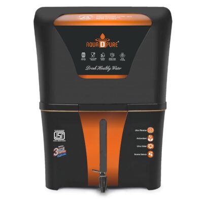 AQUA D PURE Zinc + Copper + Mineral RO+UV+UF 10 to 12 Litre RO + UV + TDS ADJUSTER Water Purifier with Copper Charge Technology black & copper Best For Home and Office