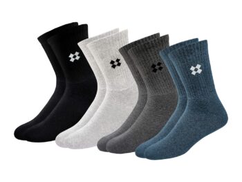 ARKYLE Woolen Winter Socks for Men Thick Terry Towel Cushion Socks, Free Size, Pack of 4