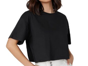 Aahwan Women's & Girls' Solid Basic Oversized Crop Top/T-Shirt