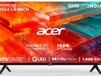 Acer 80 cm (32 inches) V Pro Series HD Ready Smart QLED Google TV with Android 14 (Black) | 16GB Storage | 30W Dolby Audio