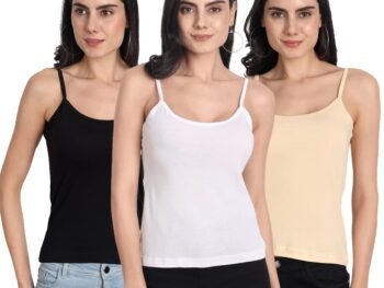 Aimly Women's Cotton Regular Fit Camisole Slip Spaghetti Combo Pack of 3