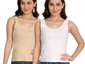 Aimly Women's Regular Fit Sleeveless Cotton Camisole Slip Spaghetti Combo Pack of 2