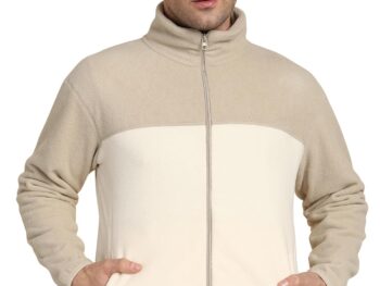 Alan Jones Clothing Solid Stand Collar Fleece Full Zip Jacket