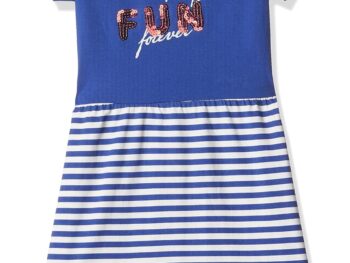 Amazon Brand - Jam & Honey Casual Girls 100% Cotton Printed Knee Length One Piece Dress | Age 2-12 Years