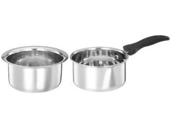 Amazon Brand - Solimo - 2 Pcs Stainless Steel Cookware Set - (Tope 18 cm, Sauce 14 cm) 2500 Liter
