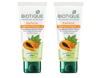 Biotique Papaya Deep Cleanse Face Wash | Gentle Exfoliation | Visibly Glowing Skin | 100% Botanical Extracts| Suitable for All Skin Types | 2x100ml