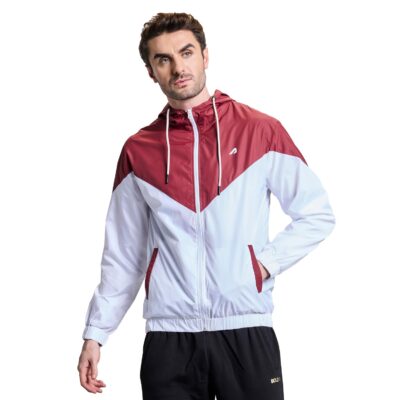 BoldFit Windcheater For Men Lightweight Jacket For Men Winter Wear Polyester Wind Cheaters For Men Track Jackets For Men Regular Fit Mens Jacket Multipurpose Stylish Men Jacket - Maroon White L