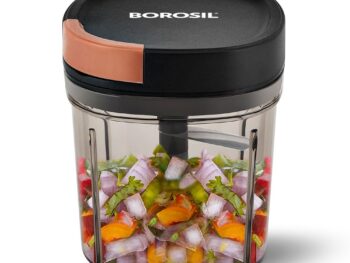 Borosil EazyPull Chopper with 6 Blades, Pull Chopper with Durable String, Mini Chopper for Kitchen, for Chopping Vegetables, Leafy Greens & Herbs, BPA-Free, Unbreakable 900 ml Chopping Bowl
