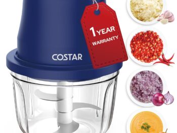 COSTAR 350Ml Rechargeable Mini Electric Chopper- 304 Stainless Steel Blades Food Processor For Kitchen, German Design, One Touch Operation, 1 Year Warranty, Ideal For Mincing Ginger, Onion, Meat
