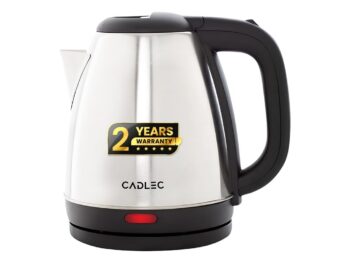Cadlec 1.8 Litres Electric Kettle Aquanix | 1500W | Silver - Black | Automatic Cut-off | Stainless Steel | Rotatable Base | Power Indicator | Single-Touch Lid Locking