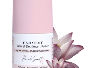 Carmesi Natural Underarm Roll On Deodorant for Women | 95% Natural + 5% Essential Ingredients | For Fresh Underarms All Day | No Alcohol & Aluminium | Floral Sunset | 50 ml
