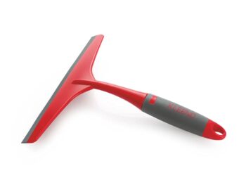Cello Kleeno Platfrom and Glass Plastic Wiper | Featuring Dual-Purpose Design, Rubberised Handle For Comfortable Grip, Hanging Provision | Ideal for Home, Kitchen & Office | Red and Grey