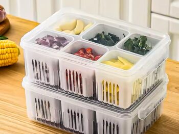 Chillyfit 2 PACK fridge storage boxes, fridge organiser box storage containers for vegetable airtight refrigerator container organizer, kitchen accessories items for food products