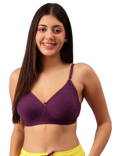 Clovia Women's Cotton Non-Padded Wirefree Full Coverage T-Shirt Bra in Purple