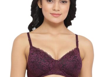 Clovia Women's Net Lightly Padded Wire Free Full Cup Coverage Bra