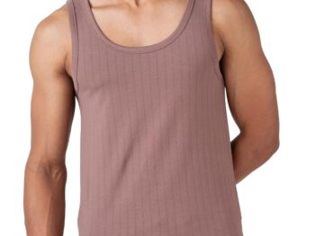 DAMENSCH Relaxed Fit Cotton Rich Blend Ribbed Pinstripe Texture Anti- Bacterial Super Premium Solid Vest for Men