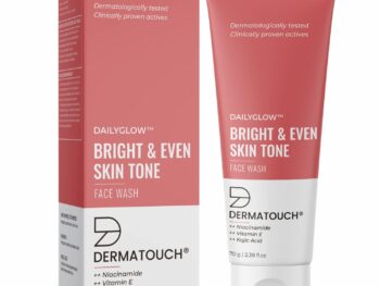 DERMATOUCH Bright & Even Tone Face Wash with Niacinamide, Vitamin E and Kojic Acid | Daily Gentle Face Wash For Tan, Pigmentation, Uneven Tone - 70G