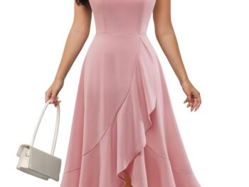 DRESSTELLS Women's Cocktail Party Formal Dress for Wedding Guest Fit Flare Modest Prom Midi Evening Dress