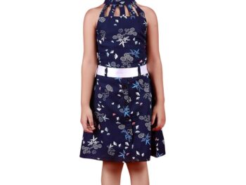 Dear Me Blue Color Printed Fit and Flare Casual Dresses for Baby Girls and Teen Girls 3 Years to 16 Years