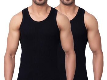 Dixcy Scott Originals Men's Solid 100% Combed Cotton Itch-Free & Comfortable Round Neck Sleeveless Under Regular Fit Shirt Tank Fit Vest Innerwear - Victory Durby | Pack of 2 Print May Vary