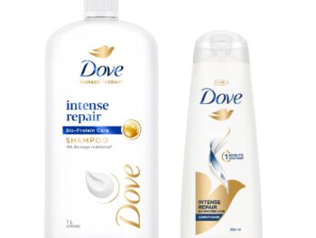 Dove Intense Repair Shampoo 1 Ltr & Dove Intense Repair Conditioner 335 ml, (Combo Pack) | Enriched With Keratin Actives to Smoothen Dry and Frizzy Hair - Deep Conditions Damaged Hair for Men & Women