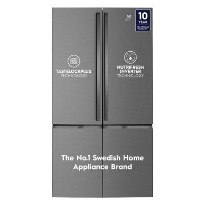 Electrolux 600L Frost Free Inverter French Door Refrigerator, TasteLockPlus Technology, FlexStor, Matte Dark Grey Stainless Steel, UltimateTaste 700, EQE6000A-B