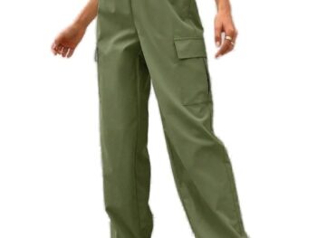Elyraa Women's Western Stylish High Waist Pockets Cargo Solid Trousers Pants for Women/Girls