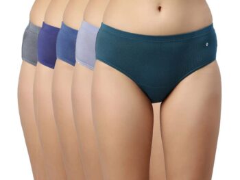 Enamor CR17 Stretchable Cotton Hipster Panties for Women, Full Coverage Grip Fit Inner Elastic with Antimicrobial & Stain Release Technology- Color and Print May Vary